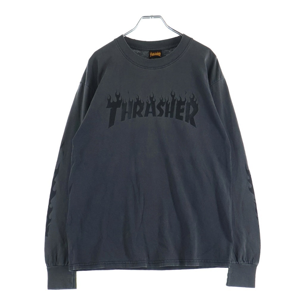 THRASHER(スラッシャー) 00S VINTAGE L/S FIRE LOGO TEE ヴィンテージ ファイヤーロゴプリントTシャツ 長袖クルーネックカットソー ブラック