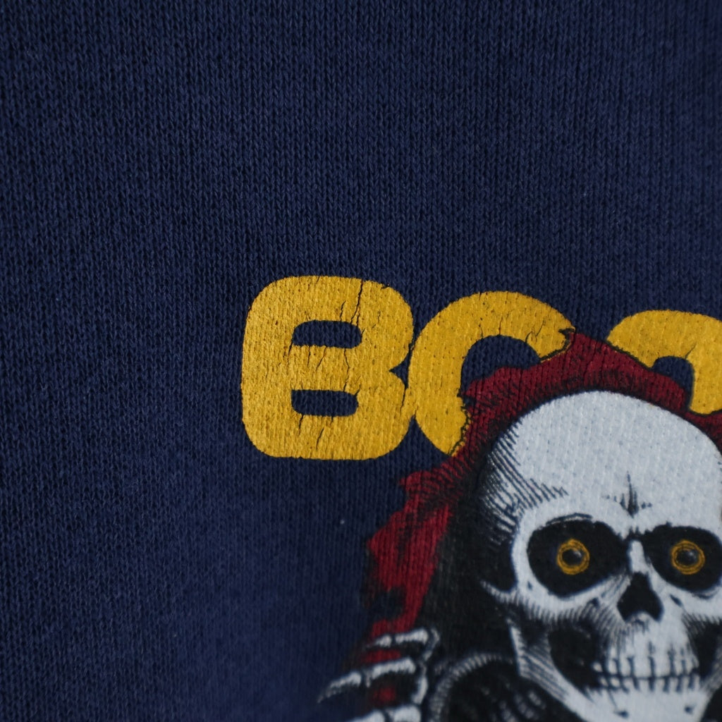 POWELL PERALTA(パウエルペラルタ) 90S BONES PULLOVER PARKA SOFFEE ボーンズ 胸プリント プルオーバースウェットパーカー フーディー ネイビー