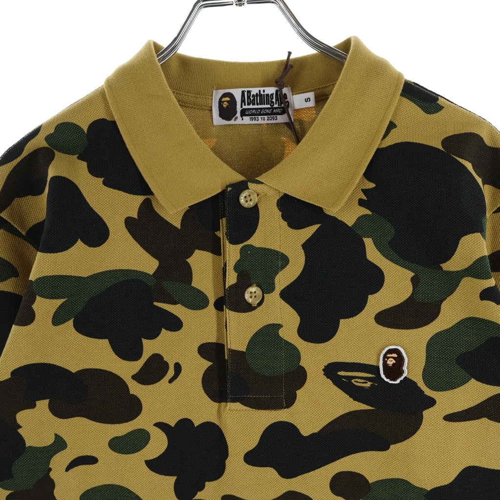 A BATHING APE(アベイシングエイプ) 1ST CAMO ONE POINT REGULAR FIT POLO SHIRT ファーストカモ ワンポイントロゴ 半袖ポロシャツ 迷彩 イエロー