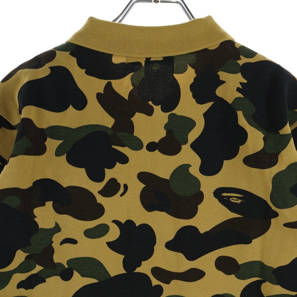 A BATHING APE(アベイシングエイプ) 1ST CAMO ONE POINT REGULAR FIT POLO SHIRT ファーストカモ ワンポイントロゴ 半袖ポロシャツ 迷彩 イエロー