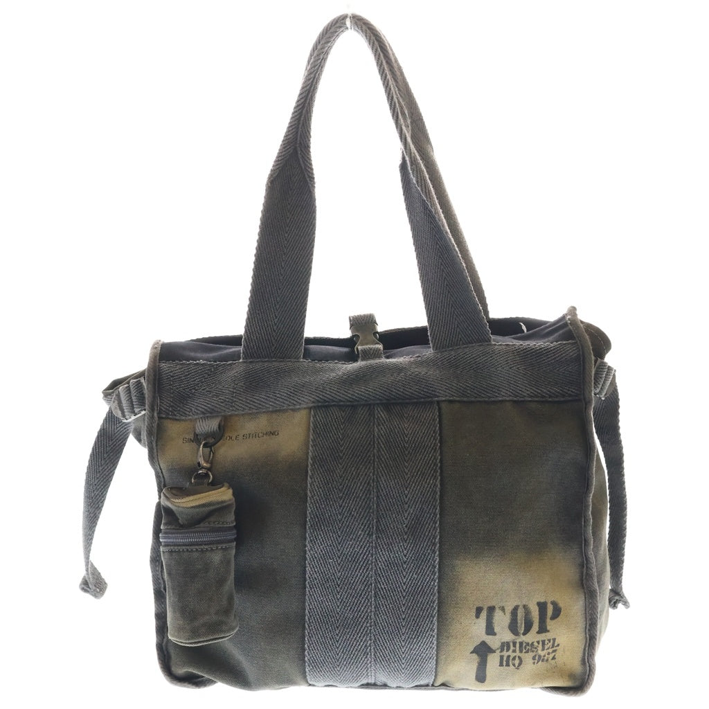 DIESEL(ディーゼル) ステンシル ドッキング ヴィンテージ加工 デニムトートバッグ ハンドバッグ グレー