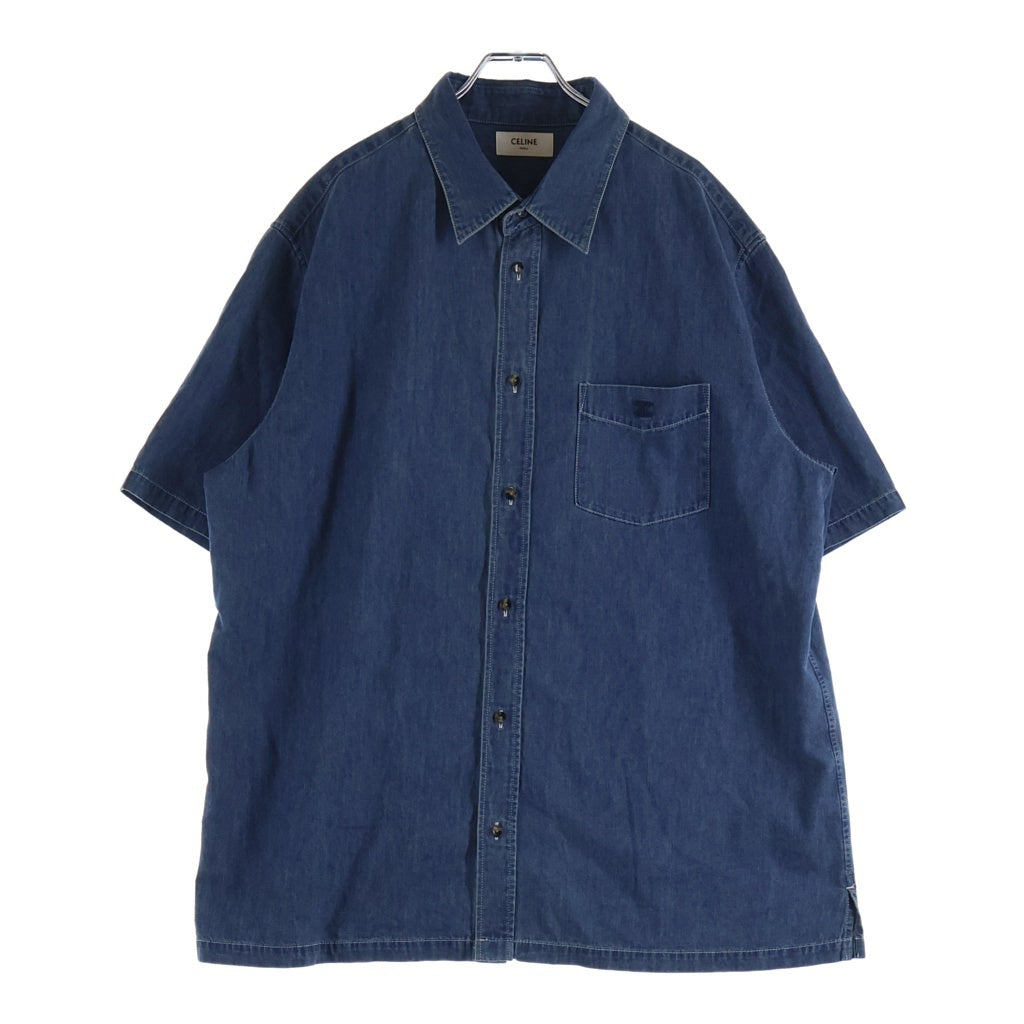 CELINE(セリーヌ) 25AW SHORT SLEEVED SHIRT IN COTTON DENIM コットン デニム ショートスリーブ 半袖シャツ インディゴ RC07K208I.07UO