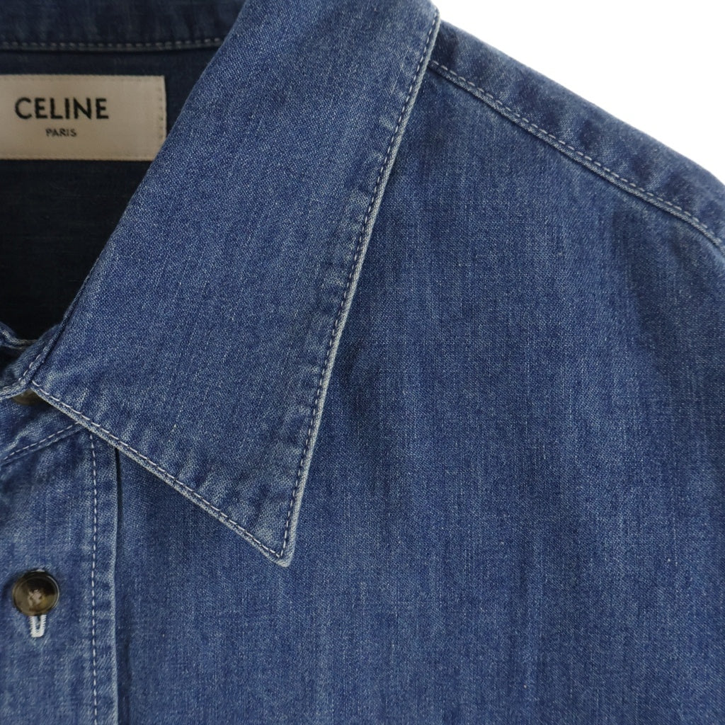 CELINE(セリーヌ) 25AW SHORT SLEEVED SHIRT IN COTTON DENIM コットン デニム ショートスリーブ 半袖シャツ インディゴ RC07K208I.07UO