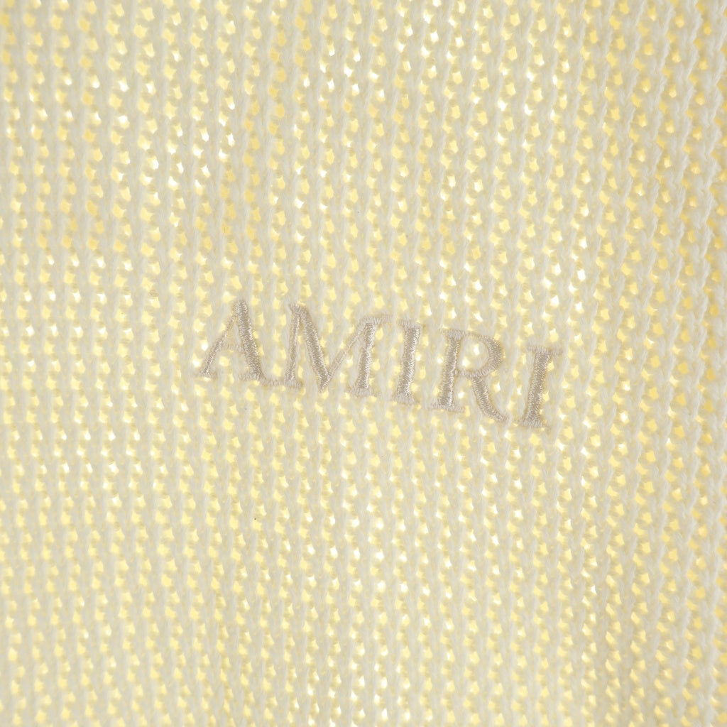 AMIRI(アミリ) ロゴエンブロイダリー コットン クロシェメッシュ 半袖シャツ アイボリー AMKNIR1037