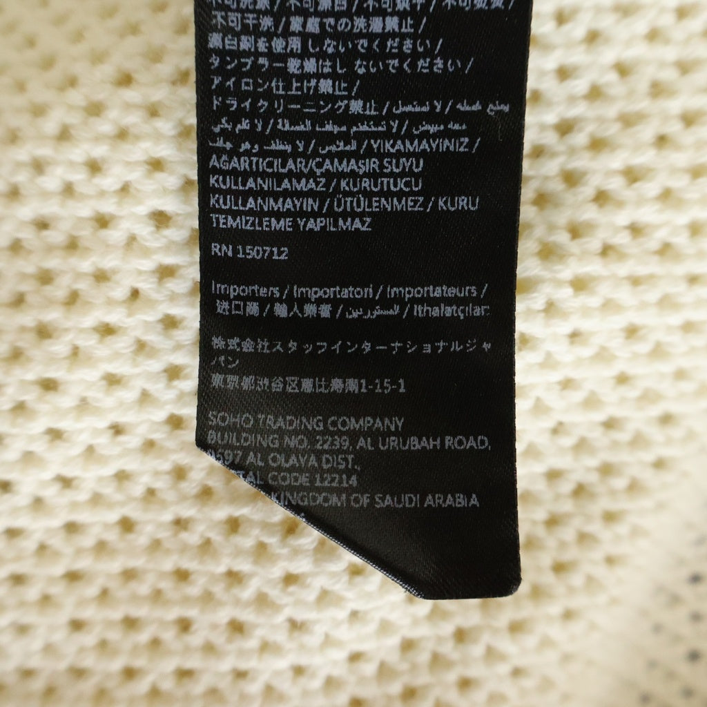 AMIRI(アミリ) ロゴエンブロイダリー コットン クロシェメッシュ 半袖シャツ アイボリー AMKNIR1037