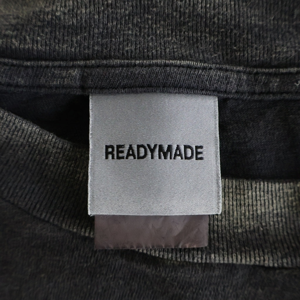 READY MADE(レディメイド) SS T-SHIRT SMILE スマイル スプラッタープリントデザイン クルーネック半袖Tシャツカットソー グレー RE-CO-BK-00-00-279