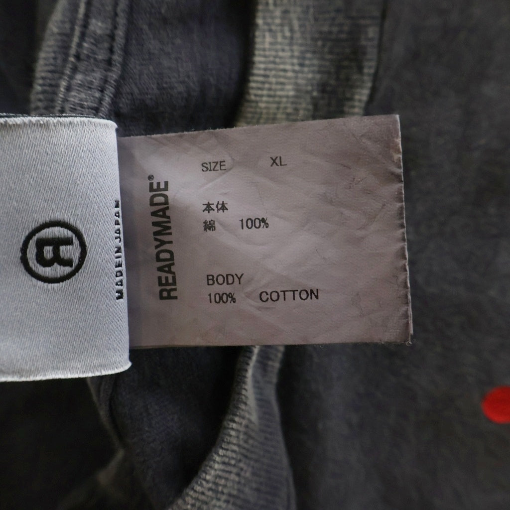 READY MADE(レディメイド) SS T-SHIRT SMILE スマイル スプラッタープリントデザイン クルーネック半袖Tシャツカットソー グレー RE-CO-BK-00-00-279