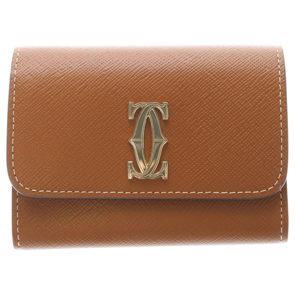 Cartier(カルティエ) C ドゥ カルティエ カーフスキン バイフォルド ウォレット 二つ折り財布 ブラウン L3002437 レディース