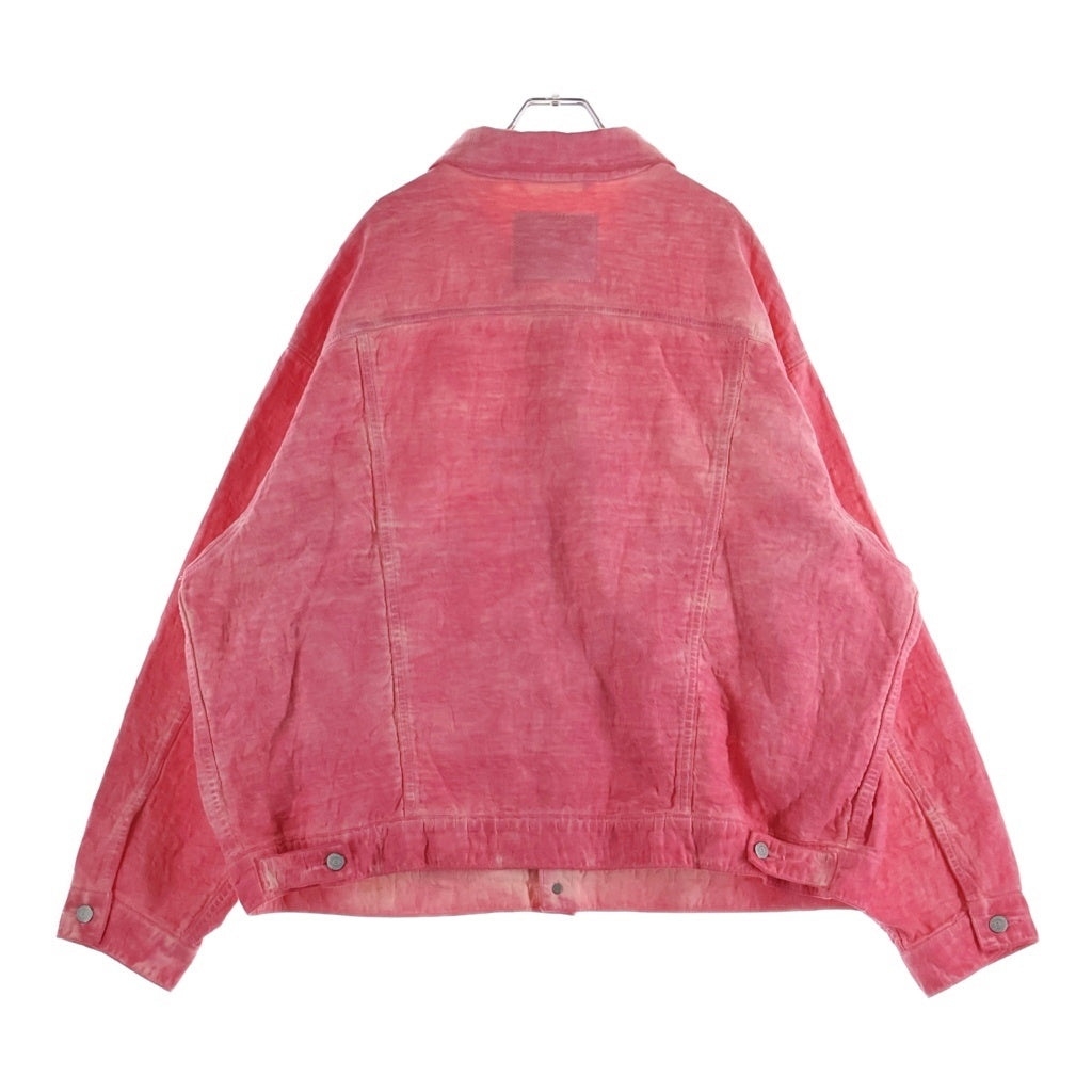 Levi's(リーバイス) 23AW ×STUSSY DYED JACQUARD JACKET ステューシー ダイドジャカード ロゴ刻印ボタン デニムジャケット ピンク