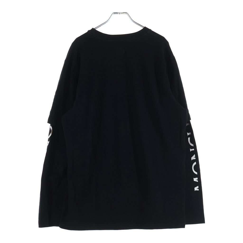 MONCLER(モンクレール) 22AW フロントプリント クルーネック長袖 ドッキングTシャツカットソー ブラック H20918D00006