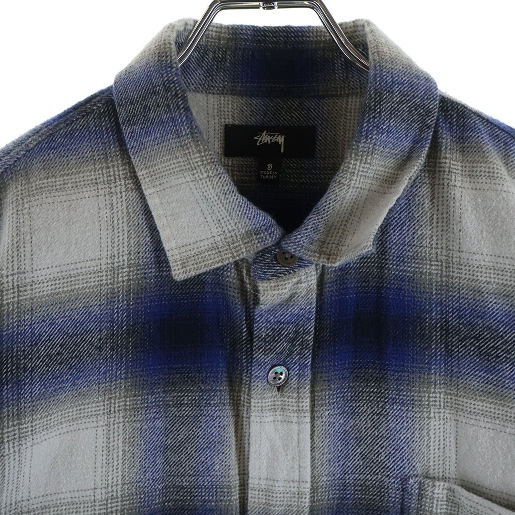 STUSSY(ステューシー) 23SS BAY PLAID SHIRT ベイ プレイド オンブレ ネルシャツ 長袖 トルコ製 ブルー/グレー 1110292
