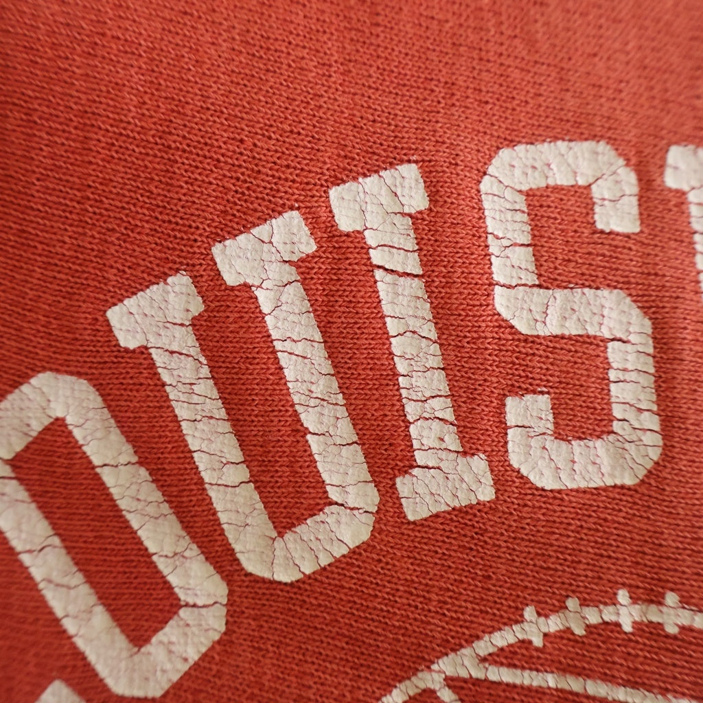 CHAMPION(チャンピオン) 70s VINTAGE REVERSE WEAVE LOUIS VILLE FOOTBALL ルイビル フットボール フロントプリント スウェットトレーナー 単色タグ 4段プリント レッド