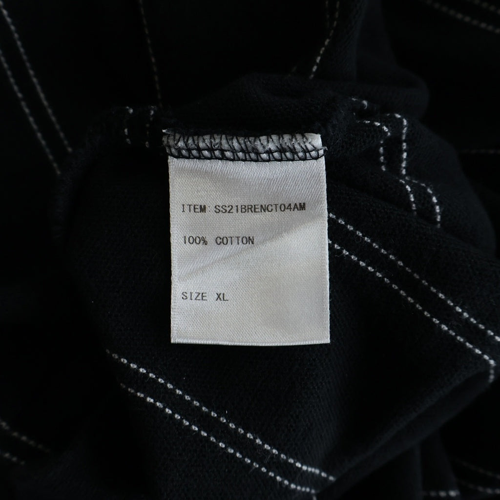 The Ennoy Professional(エンノイプロフェッショナル) 21SS S/S Border Tee ロゴエンブロイダリー ボーダー クルーネック半袖Tシャツ カットソー ブラック SS21BRENCT04AM