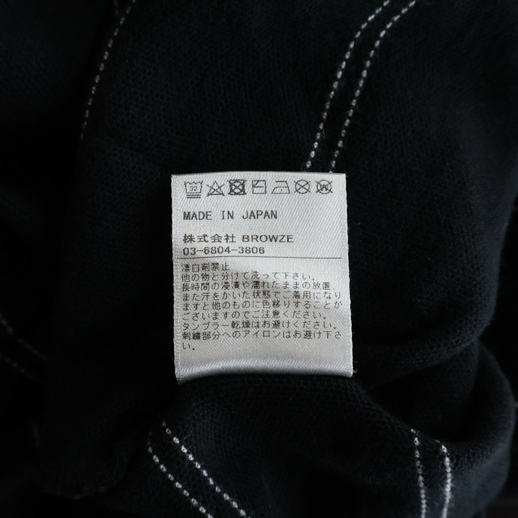 The Ennoy Professional(エンノイプロフェッショナル) 21SS S/S Border Tee ロゴエンブロイダリー ボーダー クルーネック半袖Tシャツ カットソー ブラック SS21BRENCT04AM