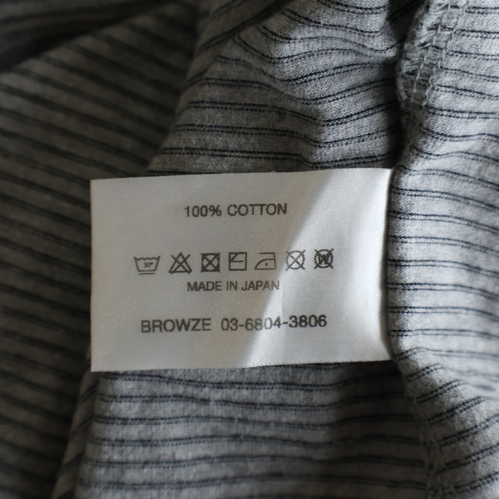 The Ennoy Professional(エンノイプロフェッショナル) 23SS S/S Border T-Shirt ロゴエンブロイダリー ボーダー クルーネック半袖Tシャツ カットソー グレー SS23BRENCT05AM