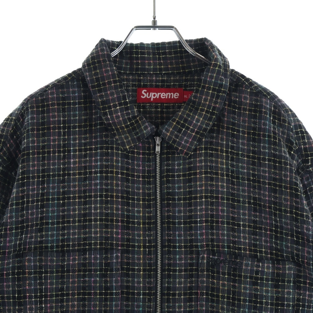 SUPREME(シュプリーム) 25AW Metallic Plaid Zip Up Shirt メタリックプレイド ジップアップ長袖シャツ ブラック