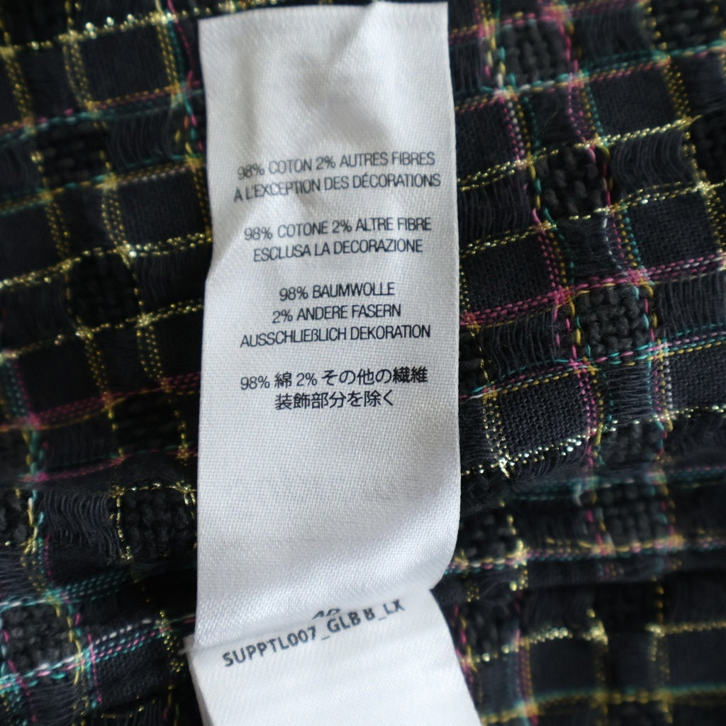 SUPREME(シュプリーム) 25AW Metallic Plaid Zip Up Shirt メタリックプレイド ジップアップ長袖シャツ ブラック