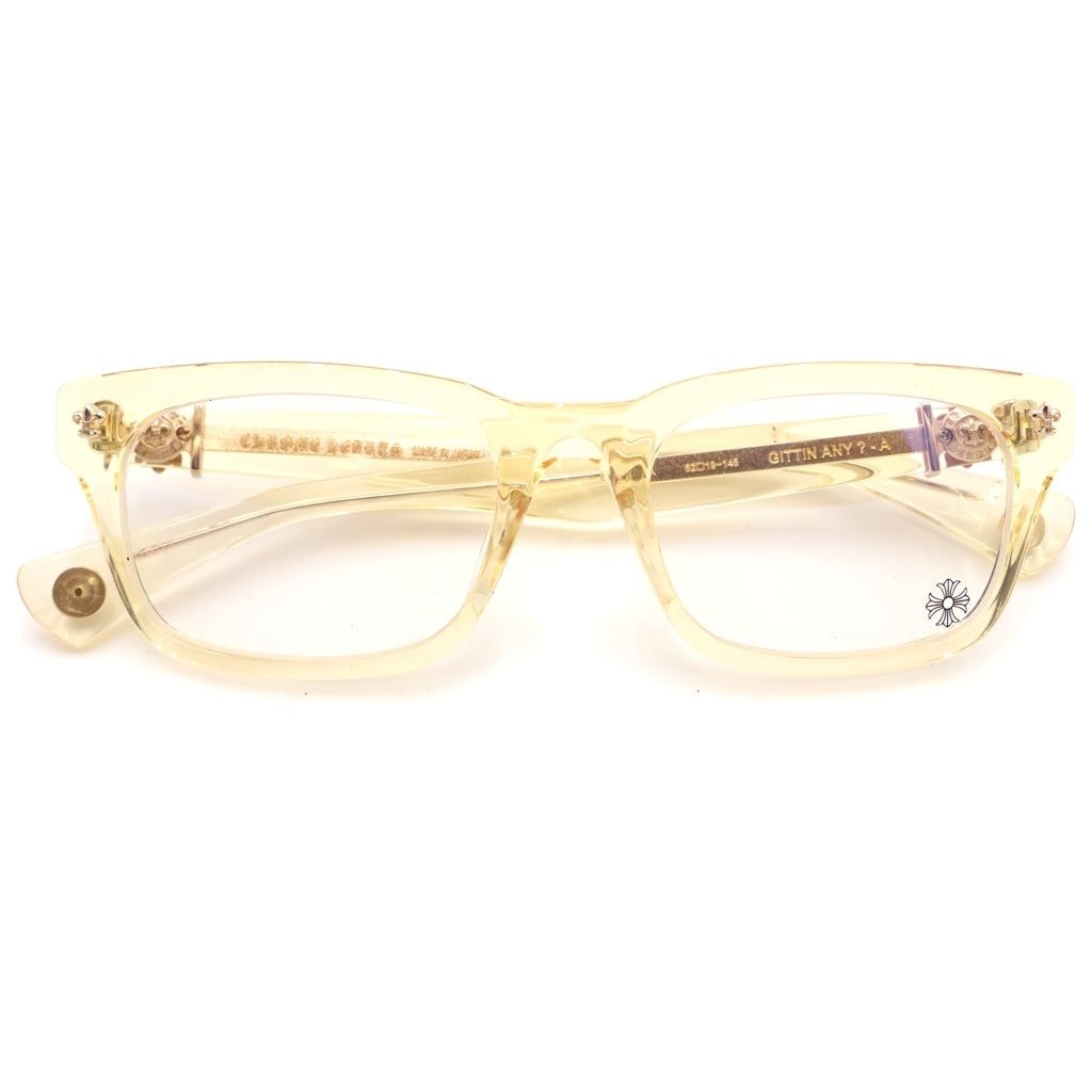 CHROME HEARTS(クロムハーツ) GITTIN ANY ?-A BSフレアテンプル ウェリントンサングラス メガネ クリア/イエロー
