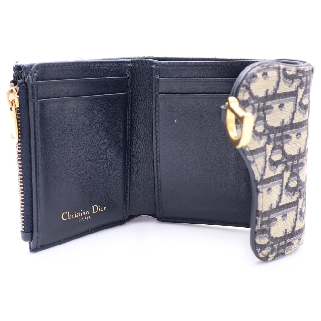 Christian Dior(クリスチャンディオール) SADDLE LOTUS サドル ロータス オブリーク コンパクトウォレット 財布 ベージュ S5912CTZQ