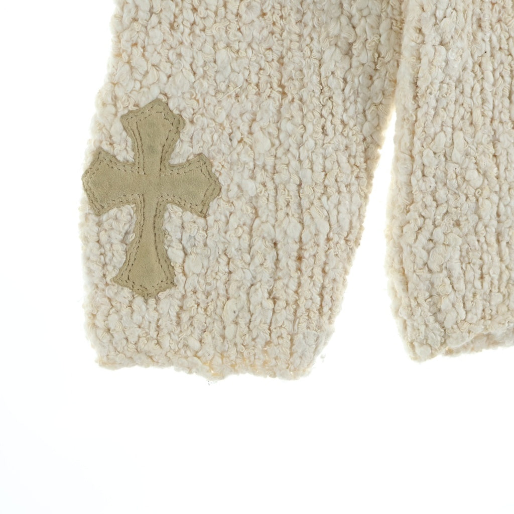 CHROME HEARTS(クロムハーツ) TRIPLE CROSS SUEDE PATCH スウェード トリプルクロスパッチ タートルネックニットセーター アイボリー