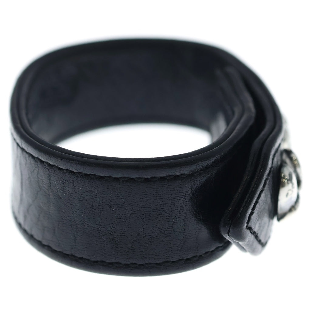 CHROME HEARTS(クロムハーツ) 3BTN 2SNP HEART 3ボタン2スナップ ハート レザー ブレスレット バングル ブラック/シルバー