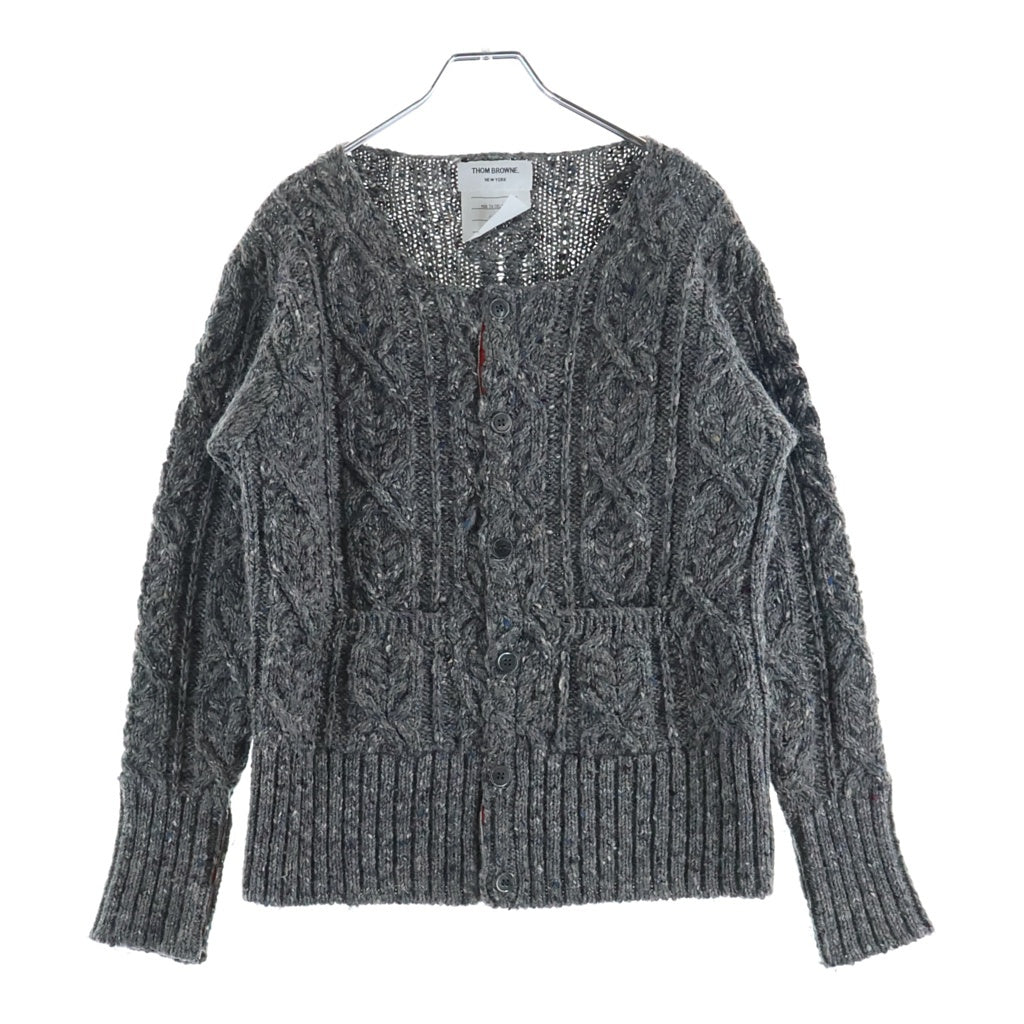 THOM BROWNE(トムブラウン) トリコロール ウール ニットカーディガン グレー MKC029AKP002