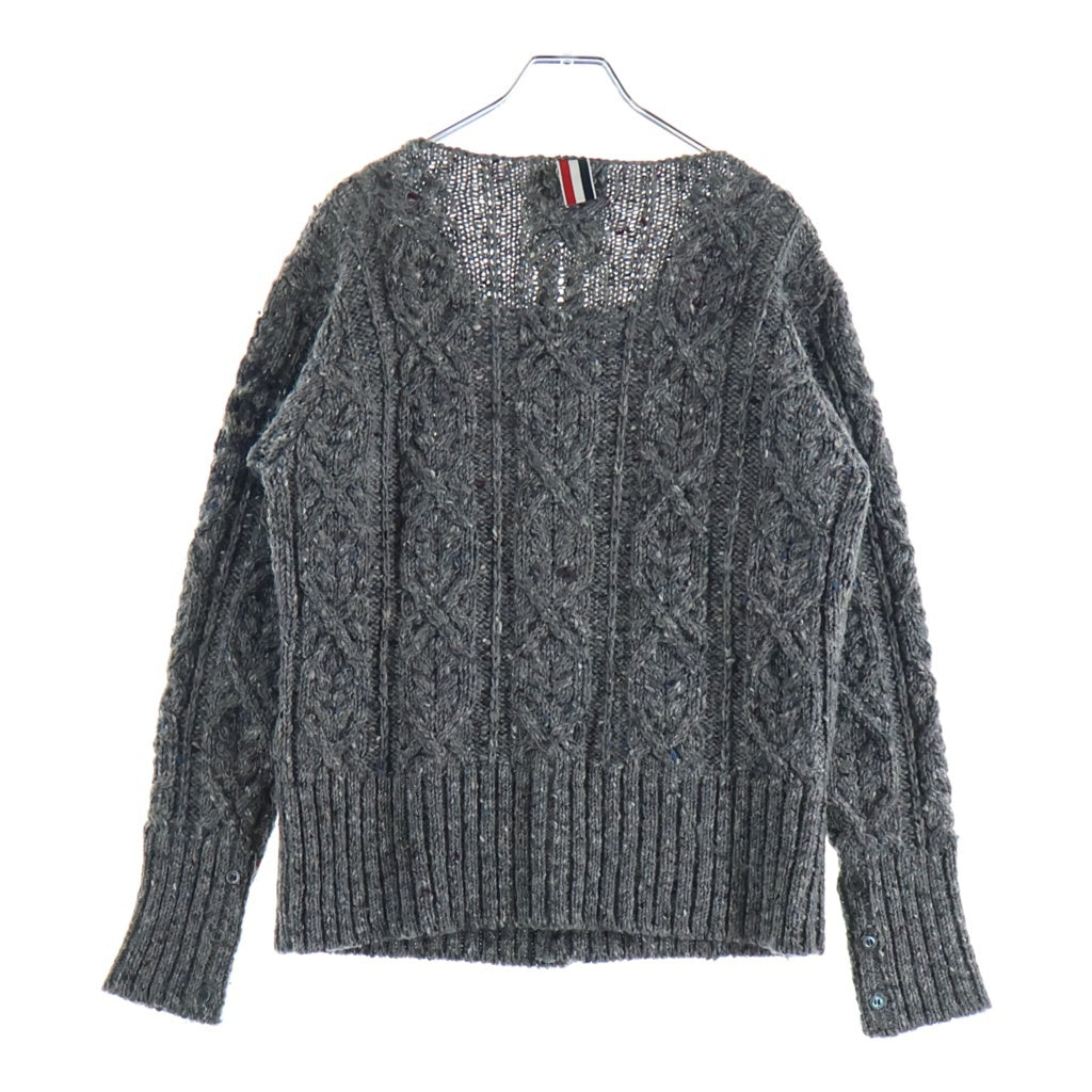 THOM BROWNE(トムブラウン) トリコロール ウール ニットカーディガン グレー MKC029AKP002