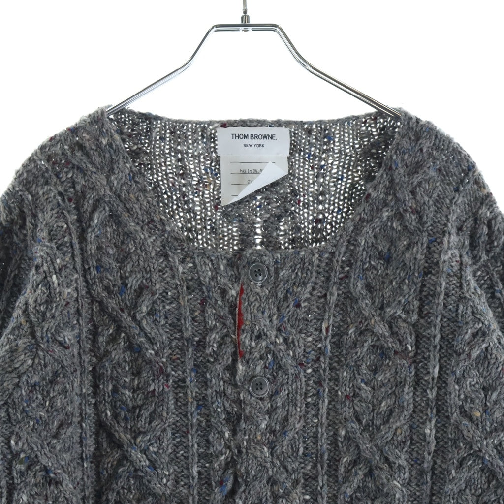 THOM BROWNE(トムブラウン) トリコロール ウール ニットカーディガン グレー MKC029AKP002