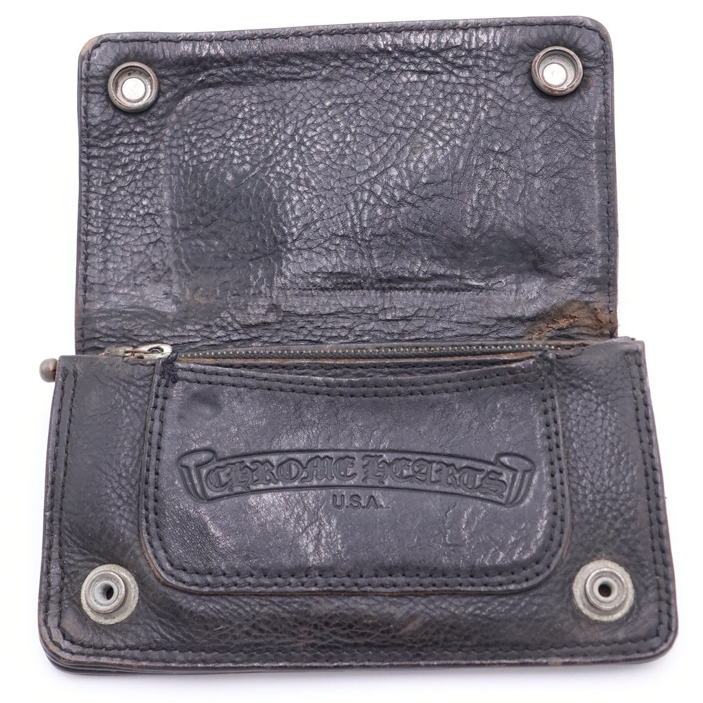 CHROME HEARTS(クロムハーツ) 2ZIP 2ジップ クロスボールボタンレザーウォレット 財布 ブラック