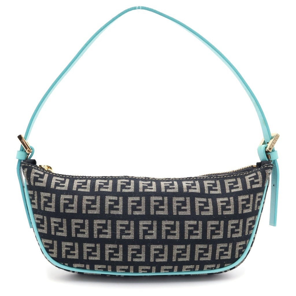 FENDI(フェンディ) ズッキーノ ズッカ柄 ショルダーポーチ バッグ ブラック/ブルー 8BR133 レディース