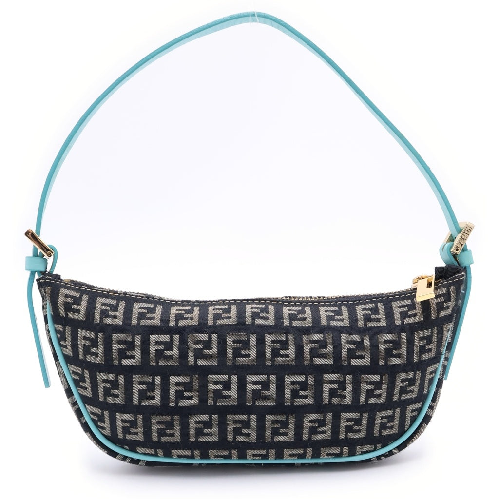 FENDI(フェンディ) ズッキーノ ズッカ柄 ショルダーポーチ バッグ ブラック/ブルー 8BR133 レディース