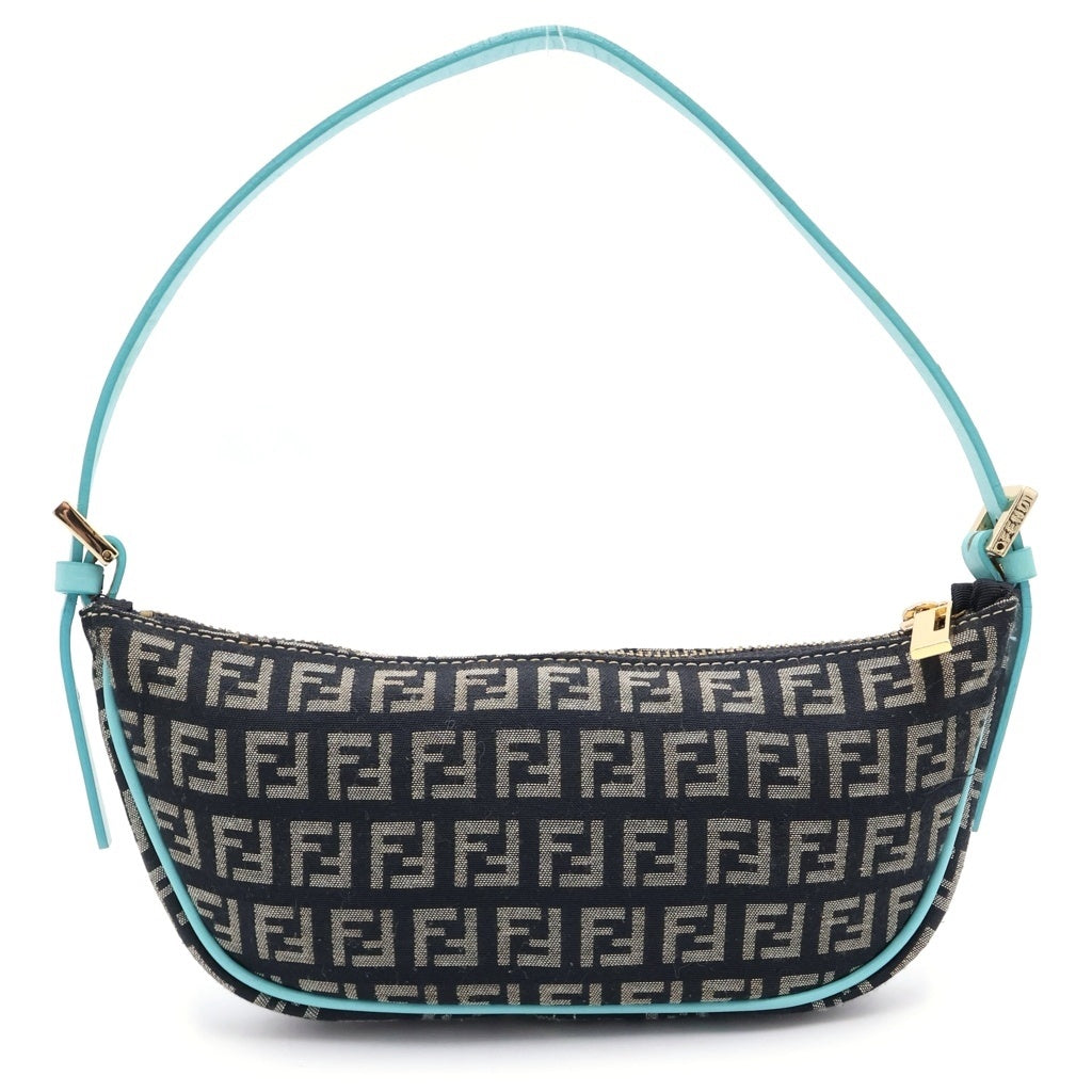 FENDI(フェンディ) ズッキーノ ズッカ柄 ショルダーポーチ バッグ ブラック/ブルー 8BR133 レディース