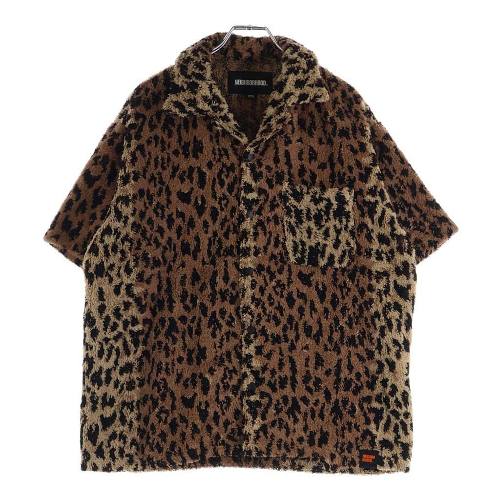 NEIGHBORHOOD(ネイバーフッド) 26SS ×HIPPOPOTAMUS TERRY CLOTH SHIRT SS ヒポポタマス テリークロース レオパード オープンカラー半袖シャツ ブラウン 261TSHIN-SHM02