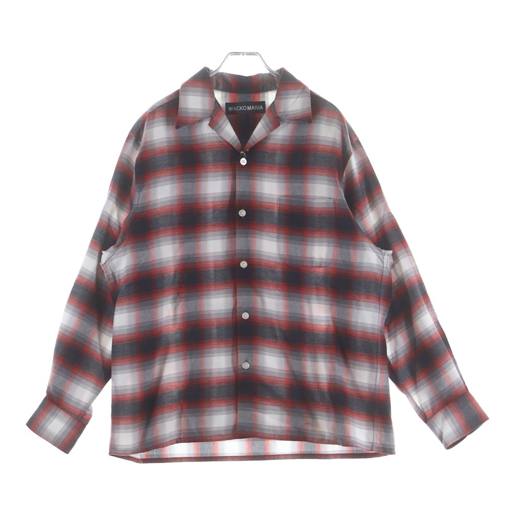 WACKO MARIA(ワコマリア) 25AW OMBRE CHECK OPEN COLLAR SHIRT L/S オンブレチェック オープンカラー長袖シャツ レッド 25FW-WMS-OC06