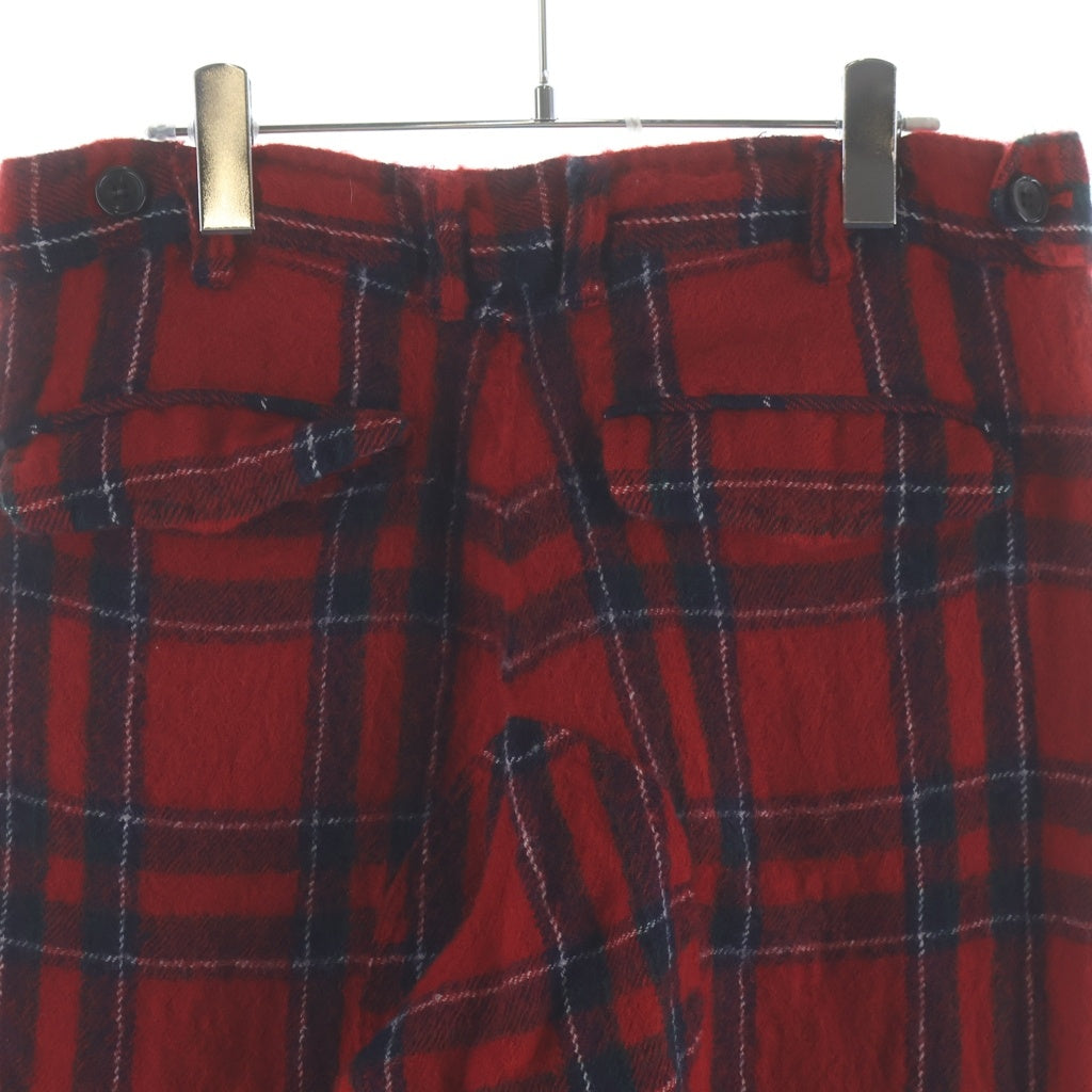COMME des GARCONS SHIRT(コムデギャルソンシャツ) タータンチェック ウール縮絨 ストレートパンツ レッド FJ-P005