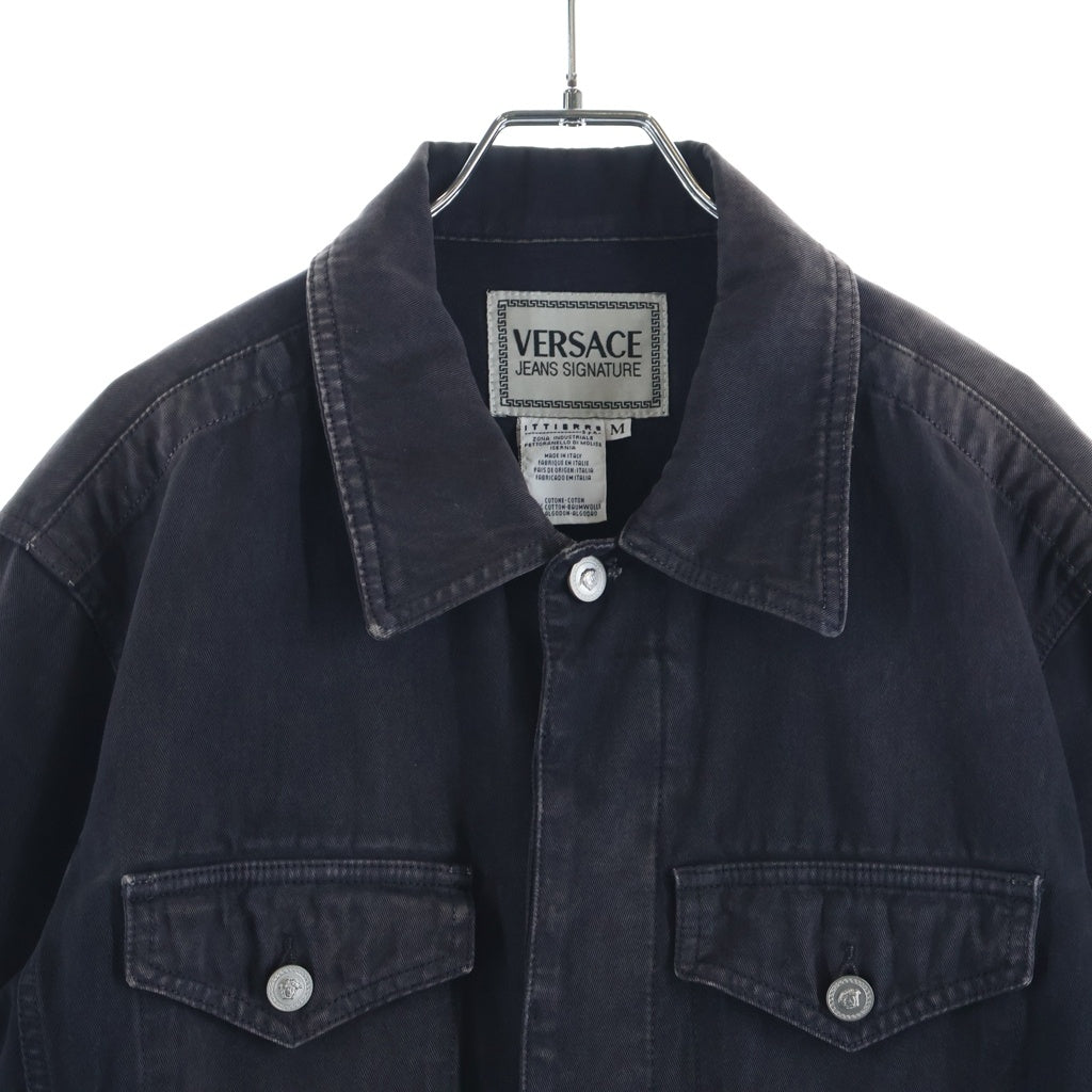 VERSACE(ヴェルサーチ) JEANS SIGNATURE デニムジャケット メデューサボタン アウター ブラック