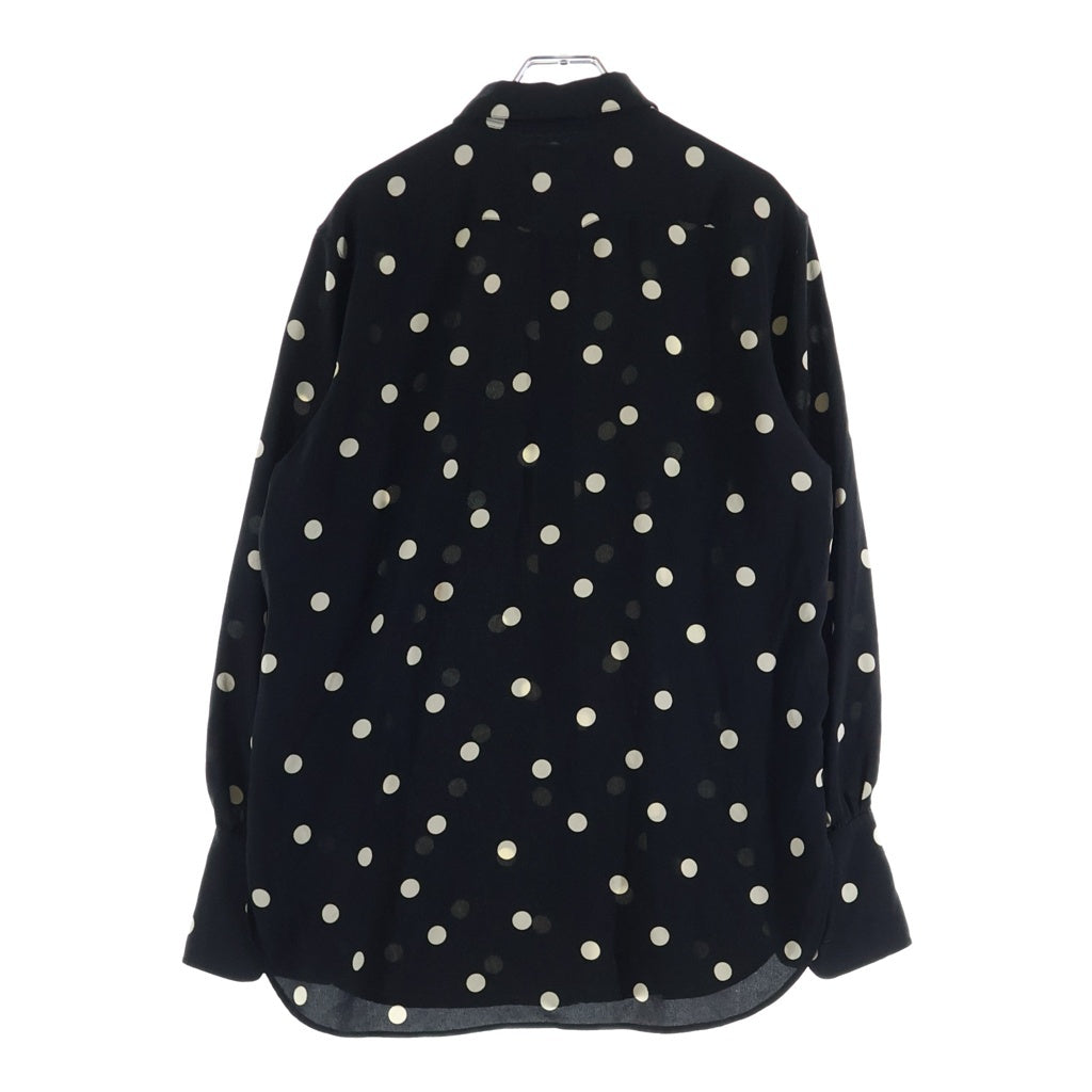 SAINT LAURENT PARIS(サンローランパリ) 20SS ポルカドット柄 スタンドカラー シルク 長袖シャツ ブラック/ホワイト 642421 Y2C99