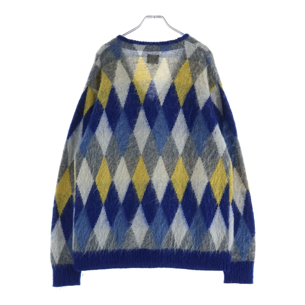 Needles(ニードルス) 22AW ×LOFTMAN 別注 MOHAIR CARDIGAN アーガイル柄 モヘアカーディガン ブルー/イエロー LQ469