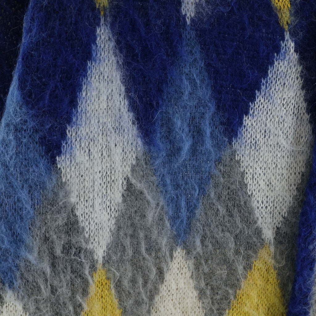 Needles(ニードルス) 22AW ×LOFTMAN 別注 MOHAIR CARDIGAN アーガイル柄 モヘアカーディガン ブルー/イエロー LQ469