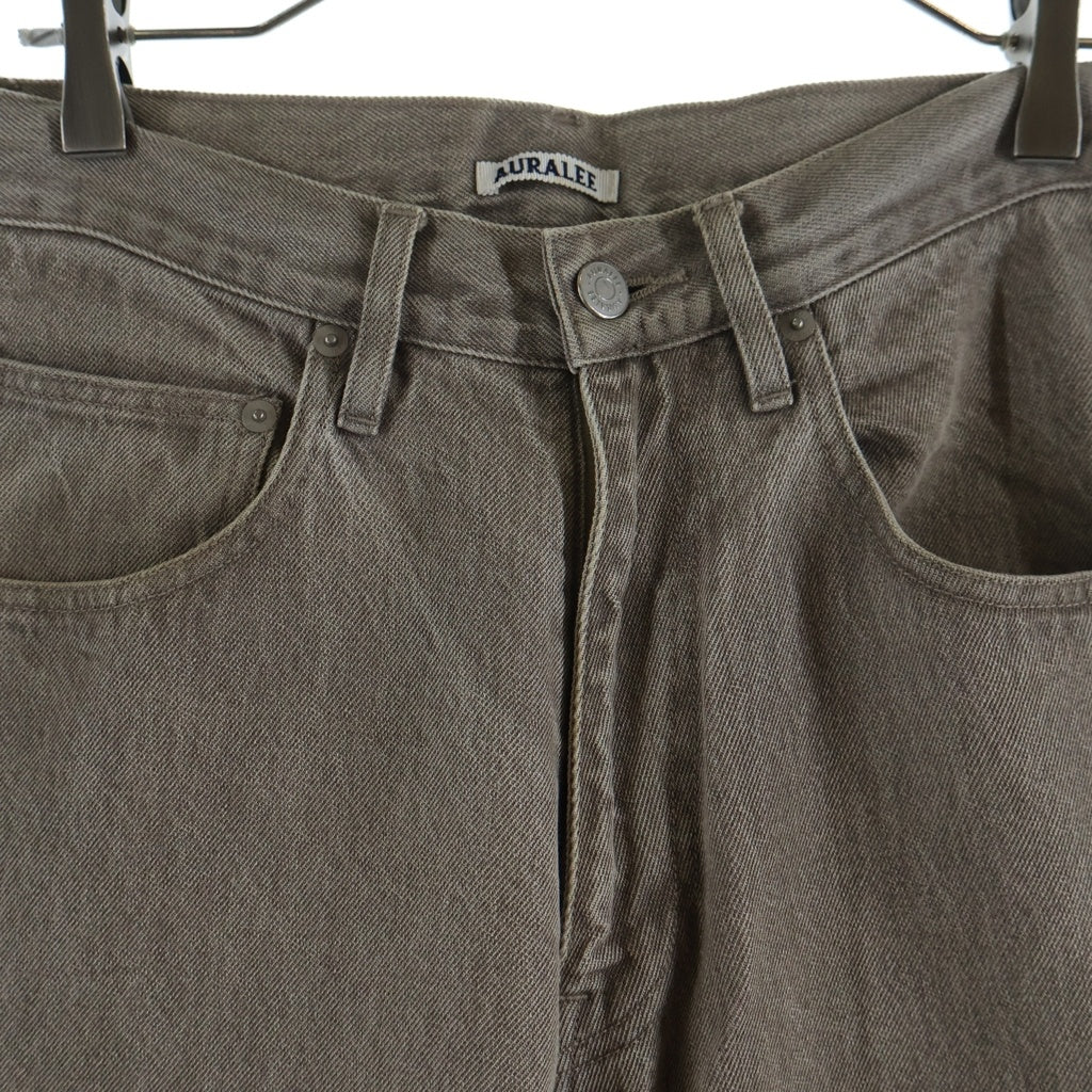 AURALEE(オーラリー) 22SS HARD TWIST FADED BROWN DENIM WIDE PANTS ハードツイスト フェード加工 ワイドデニムパンツ ブラウン A22SP02MD