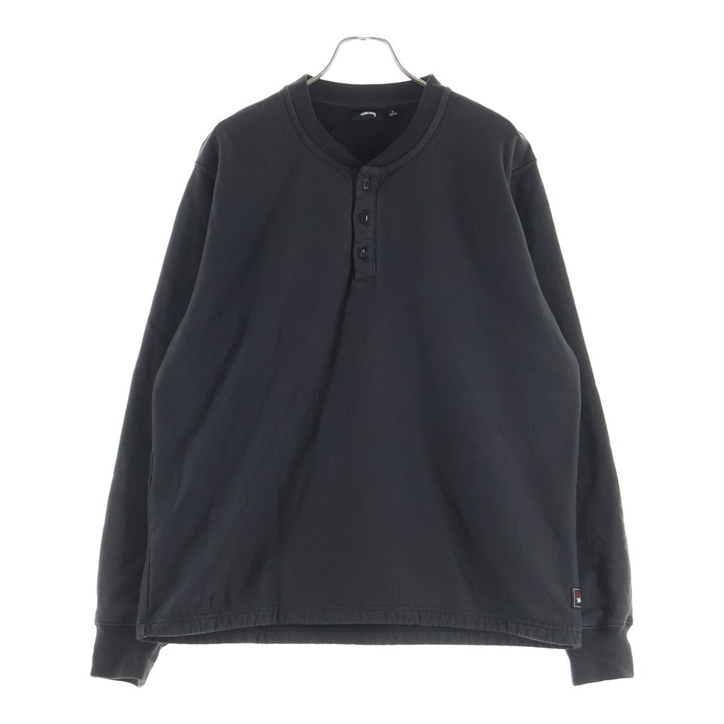 STUSSY(ステューシー) SWEATSHIRT ヘンリーネック プルオーバースウェットシャツ トレーナー ブラック