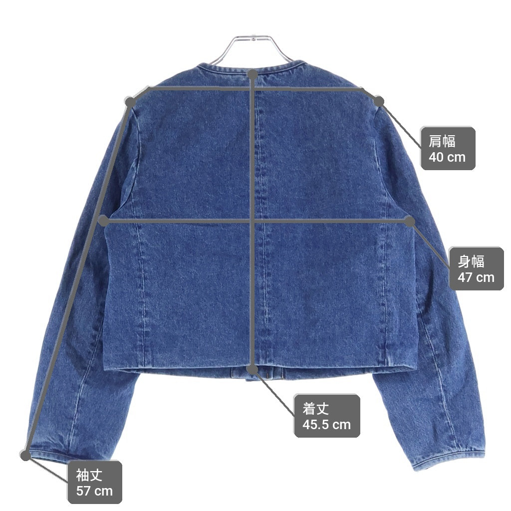 COACH(コーチ) オーガニック コットン 裏地キルティング クロップド丈 カラーレス デニム ジャケット インディゴ レディース CAT14