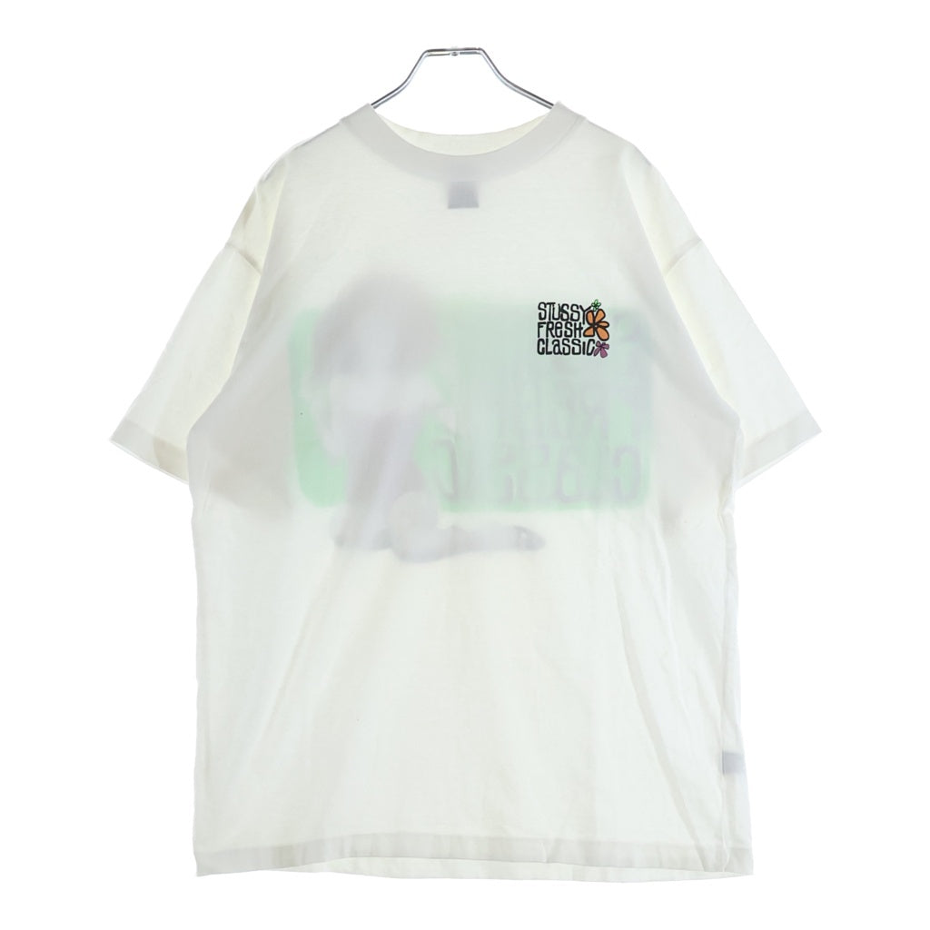 STUSSY(ステューシー) 90S OLD FRESH CLASSIC オールド フレッシュクラシック 紺タグ クルーネック半袖Tシャツ カットソー ホワイト