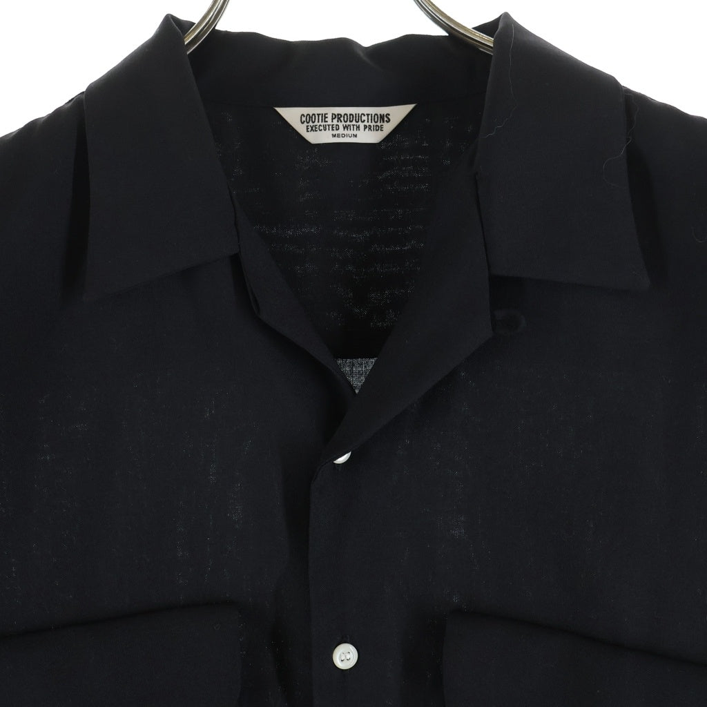 COOTIE PRODUCTIONS(クーティー プロダクションズ) T/W Open Collar L/S Shirt ツイル オープンカラー長袖シャツ ブラック CTE-24A402-PLAIN