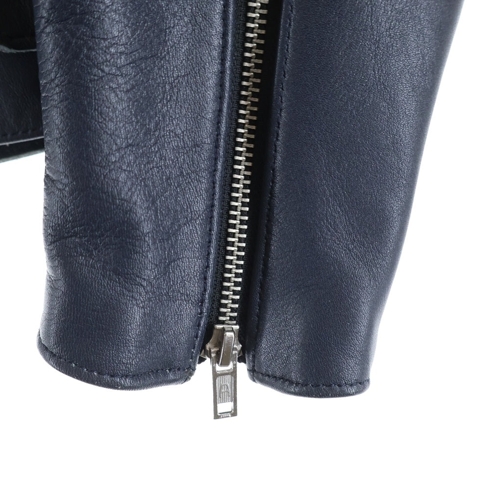 666 LEATHER WEAR(トリプルシックスレザーウェア) LJM-1TF タイトフィット ステアハイド ライダースレザージャケット ネイビーブルー