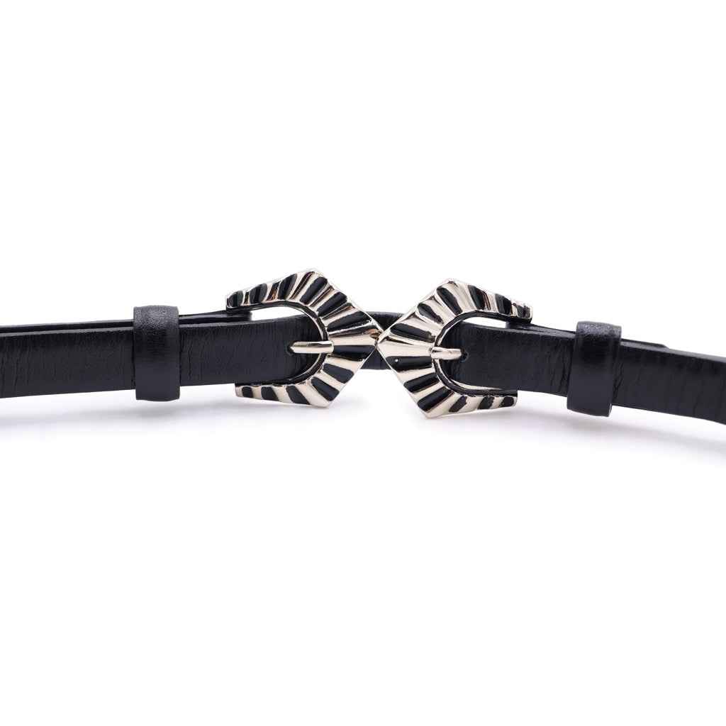 TOGA PULLA(トーガ プルラ) 20AW DOUBLE BUCKLE BELT ダブルバックル サスティナブルレザー ベルト ブラック TP02-AH264