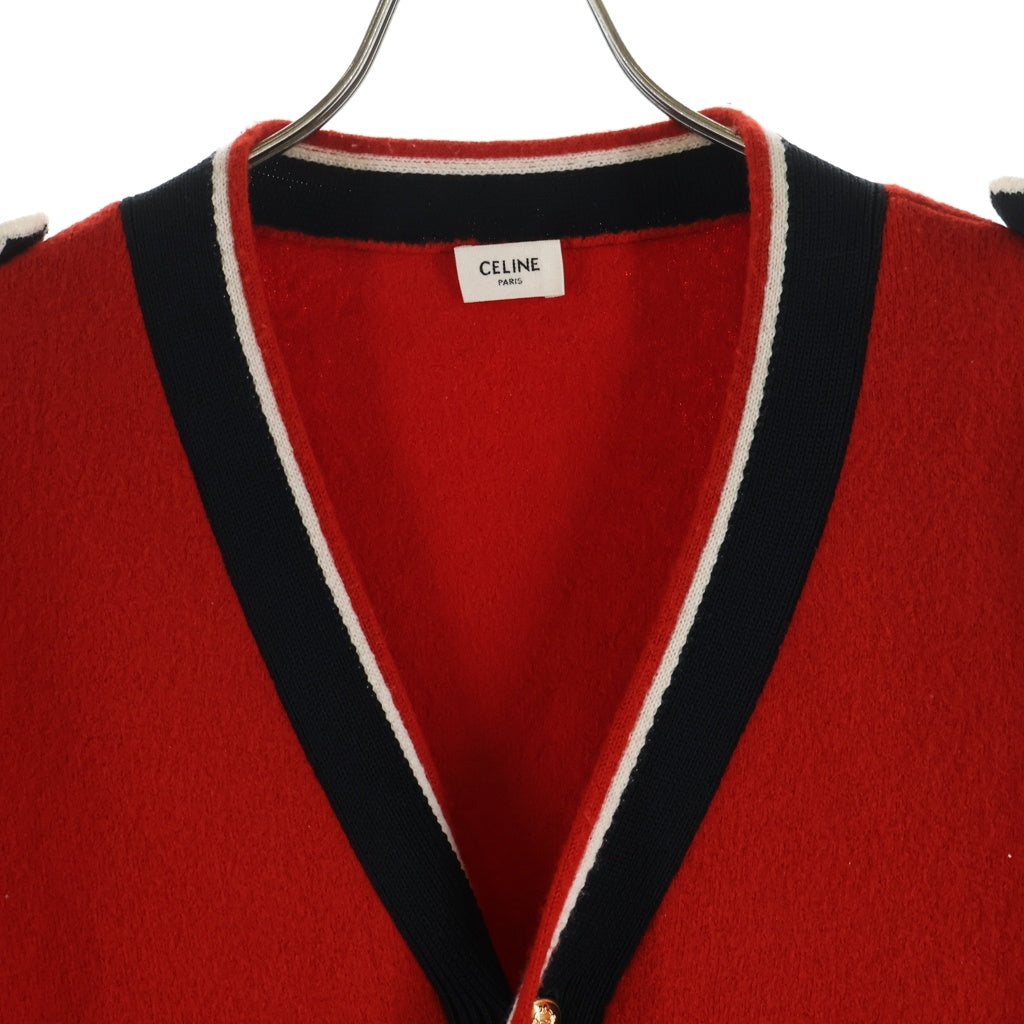 CELINE(セリーヌ) 19AW TEDDY CARDIGAN テディ ナポレオン コットンウール カーディガン レッド/ネイビー 2A119370D