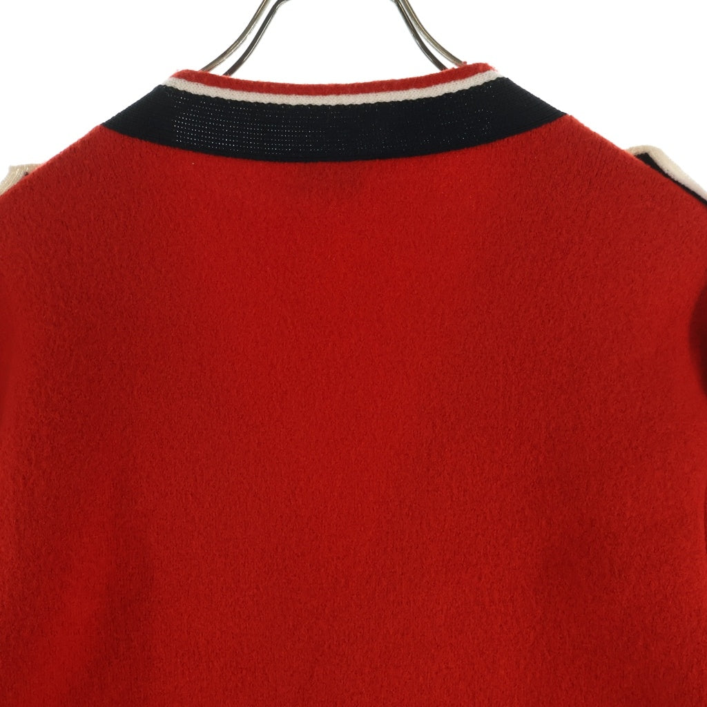 CELINE(セリーヌ) 19AW TEDDY CARDIGAN テディ ナポレオン コットンウール カーディガン レッド/ネイビー 2A119370D