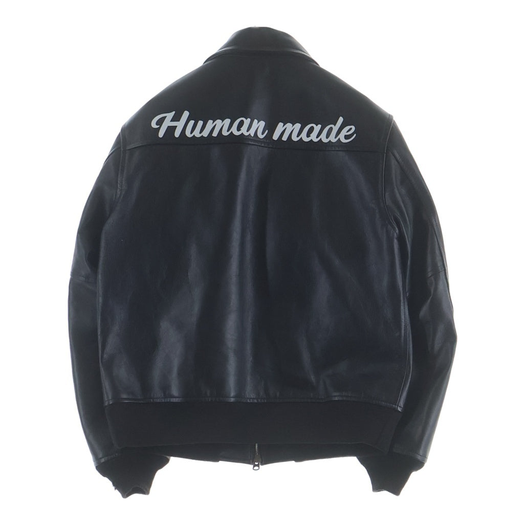 HUMAN MADE(ヒューマンメイド) LETHER JACKET ロゴワッペン ホーススキン レザージャケット ブラック HM28JK047