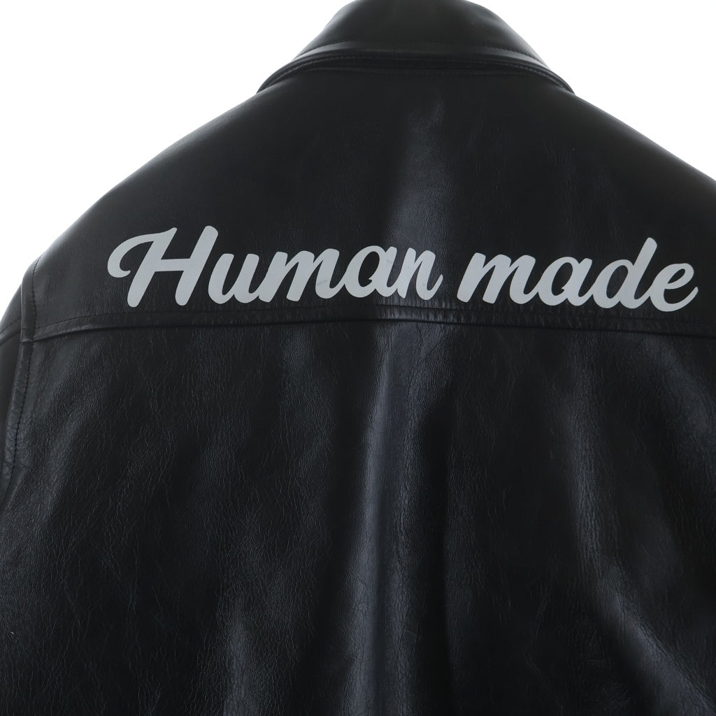 HUMAN MADE(ヒューマンメイド) LETHER JACKET ロゴワッペン ホーススキン レザージャケット ブラック HM28JK047